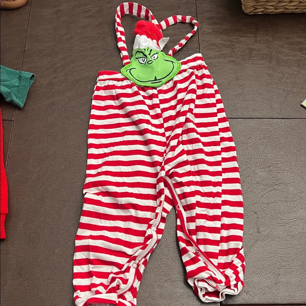 Red and White Striped Grinch Overalls